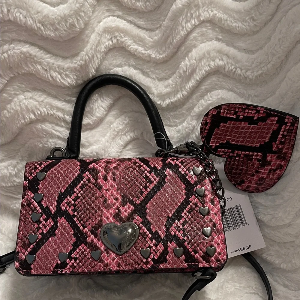 NWT Betsey Johnson Pink Snake Print Crossbody Bag - Picture 14 of 16